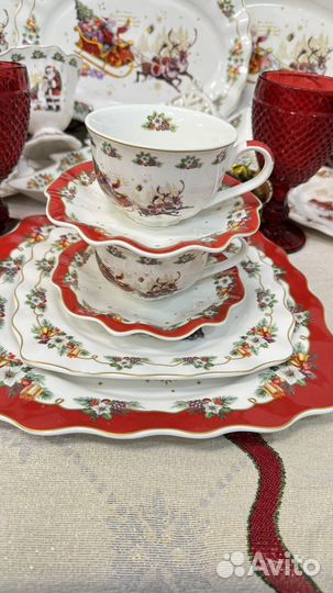 Новогодняя посуда 34 предм в стиле Villeroy&boch