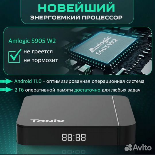 SMART TV приставка Tanix W2 Slimbox