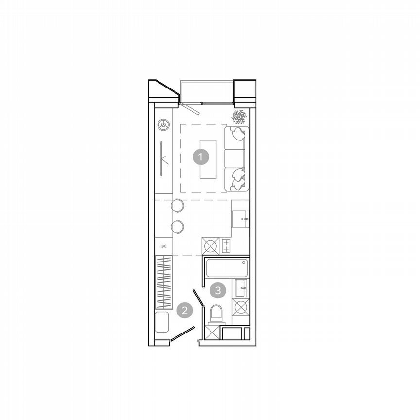 Квартира-студия, 23,7 м², 5/21 эт.