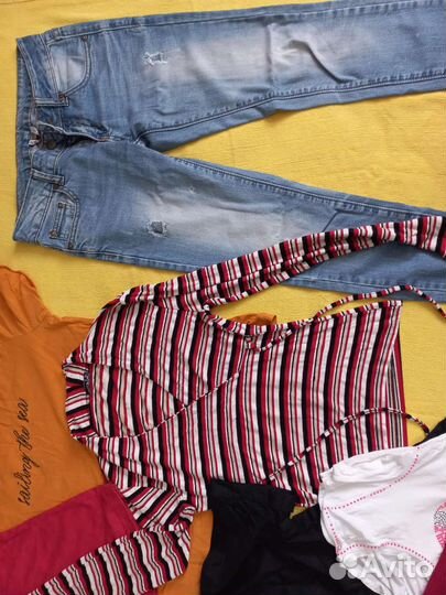 Вещи пакетом на девушку 40 42подростка 158, джинсы