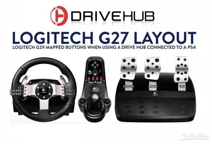 Игровой руль logitech g27+подставка+DriveHub