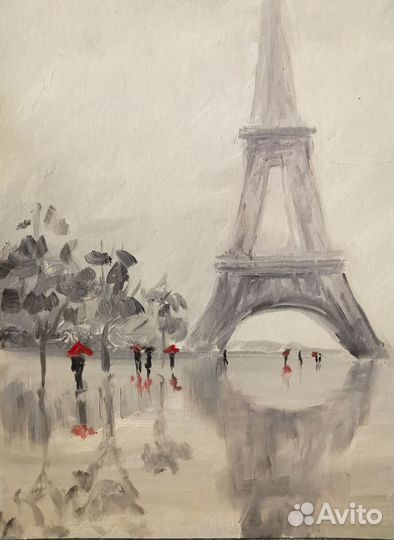 Картина маслом Парижский дождь