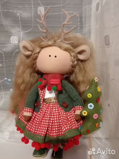 Кукла новогодняя. Ручная работа. Мягкая