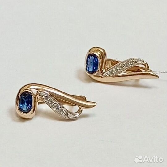 Золотые серьги 585 пробы с фианитами