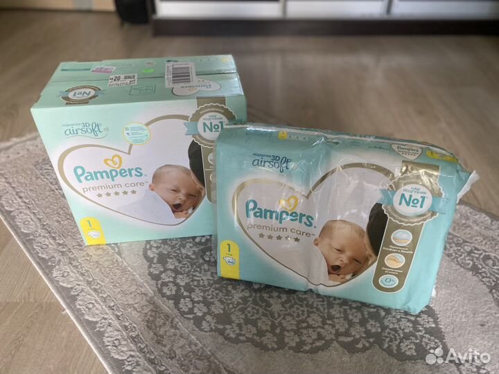 Памперсы подгузники pampers premium care 168 штук