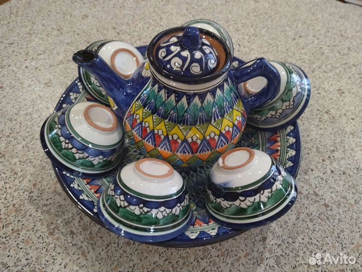 Чайный набор из 8 предметов, синий