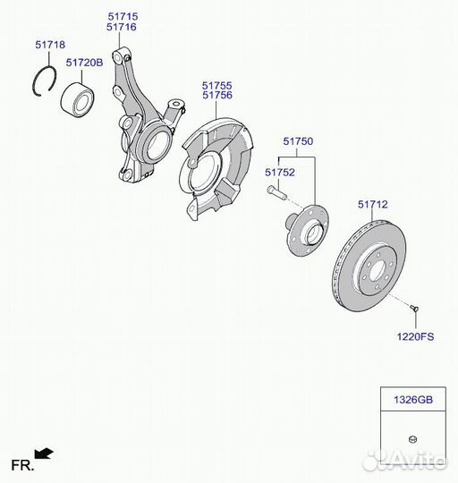 Кулак поворотный передний правый Hyundai Solaris 2