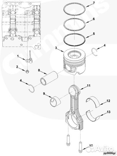 Комплект поршневых колец Cummins ISF2.8 4976252