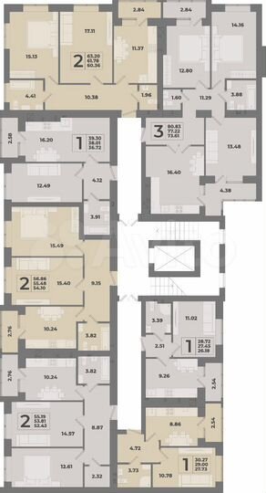 2-к. квартира, 56,9 м², 3/10 эт.