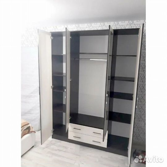 Шкаф 4х ств квадро Шимо светлый/Шимо тёмный 1600х2