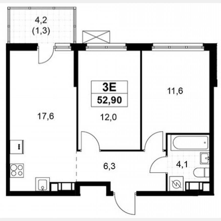 2-к. квартира, 52,9 м², 10/11 эт.