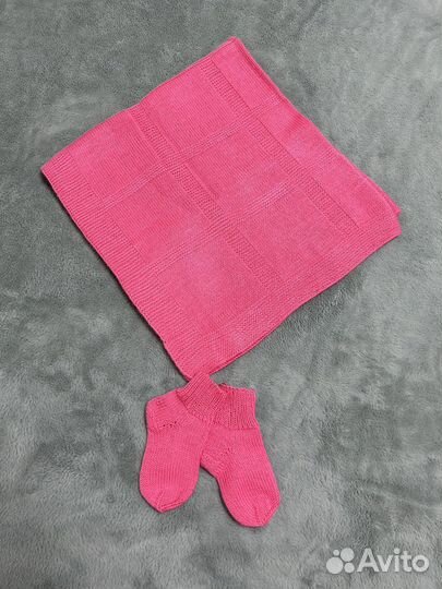 Плед детский, ручная работа, розовый