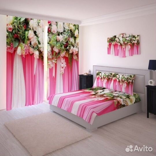 Набор:шторы+тюль+покрывало