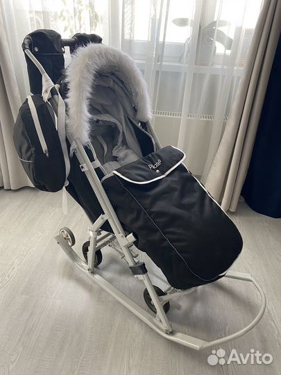 Санки коляска pikate черные