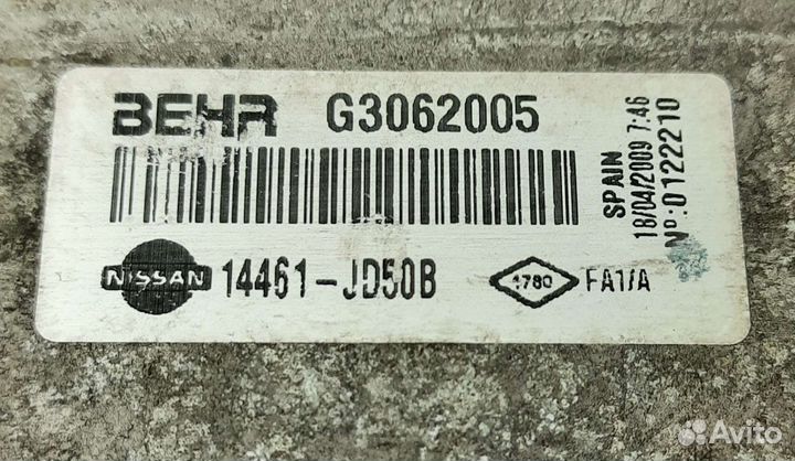 Интеркулер Ниссан Кашкай J10 14461-JD50B