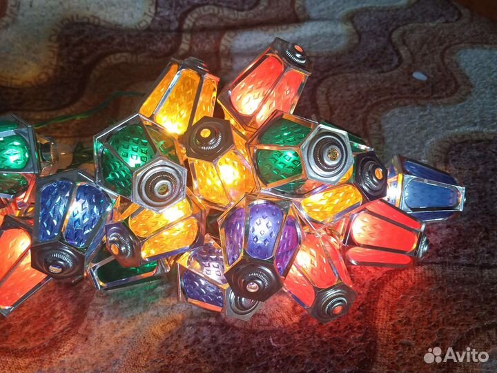 Дед мороз и снегурочка, гирлянда СССР фонарики