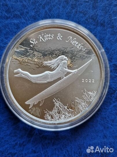 Монета Серебро Серфер Карибы Серфинг Унция