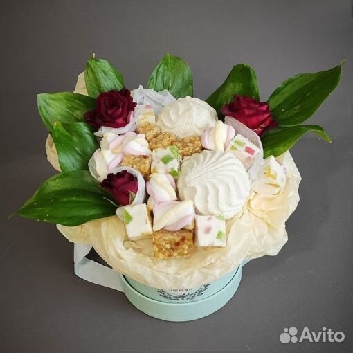 Съедобные букеты из зефира и цветов