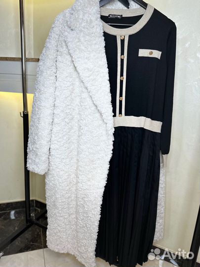 Шуба тедди молочная