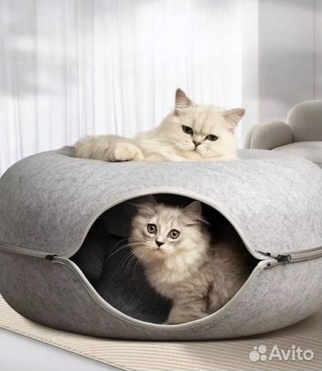 Лежанка пончик тоннель для кошек