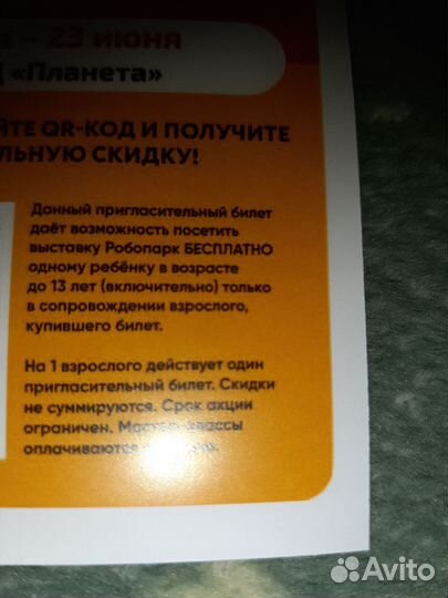 Детский билет на выставку роботов