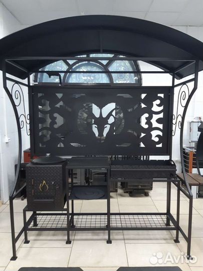 Мангальная зона печью для казана