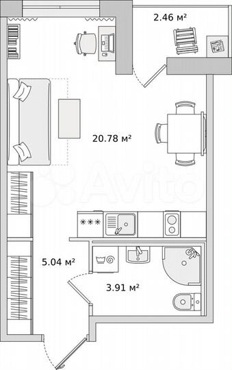 Квартира-студия, 31,8 м², 2/16 эт.