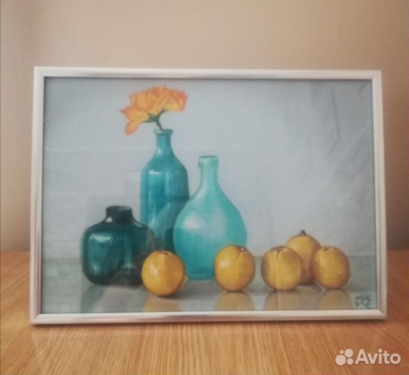 Натюрморт с лимонами. Картина сухой пастелью