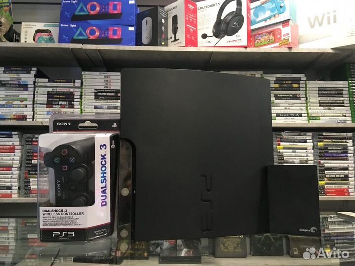 Sony PS3 Slim 160гб + Внешний ж/д 500гб