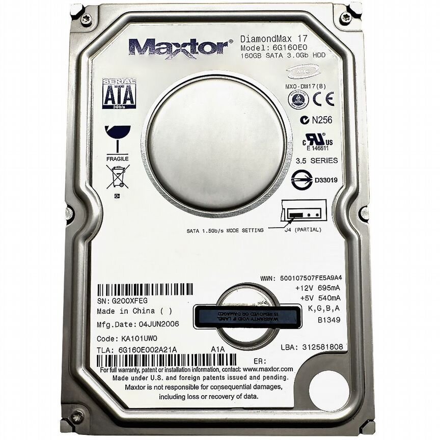 [6G160E0] Жесткий Диск Maxtor 160gb Sata3,5 6g160e0