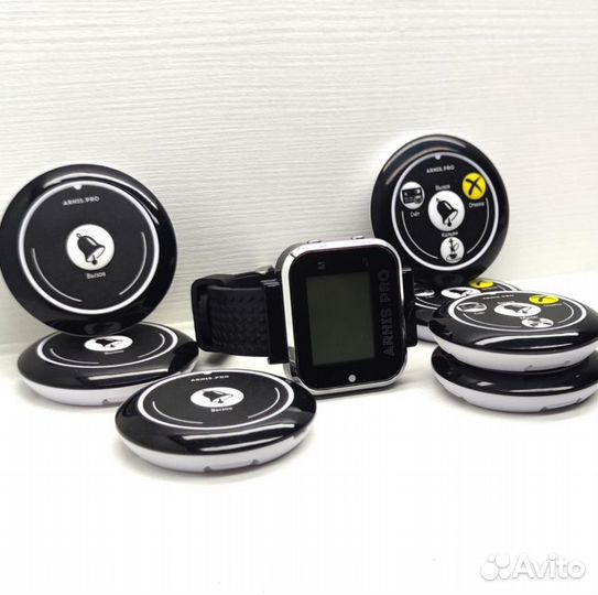 Кнопка вызова официанта Смайл ассортимерт с часами