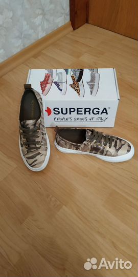 Кеды Superga Lamecamow Sneakers in Gold Camouflage