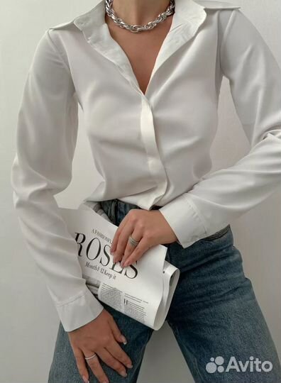 Рубашка/блузка белая женская 44-46