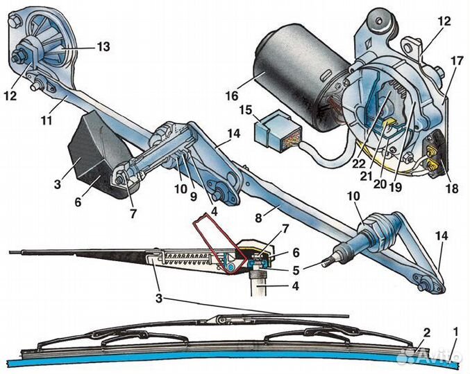 Мотор стеклоочистителя ваз 2101 схема