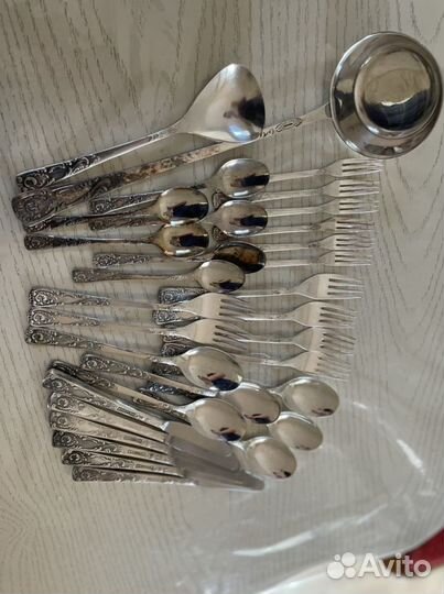 Набор столовых приборов СССР посеребренный