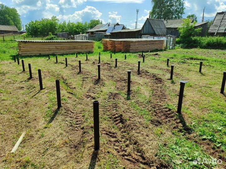 Установка винтовых свай / Приезжаем сразу с ковшом