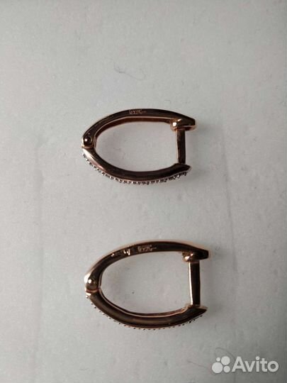 Золотые серьги с фианитами 585 проба