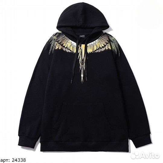 Худи Marcelo Burlon Чёрный с желтым рисунком