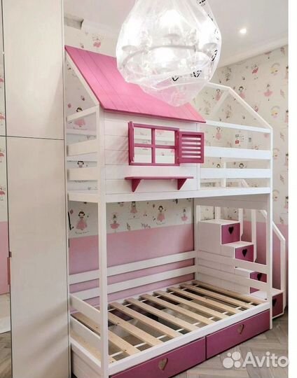 Двухъярусная кровать выдвижная для двоих детей