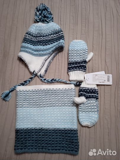 Шапка, снуд, варежки - комплект Play today