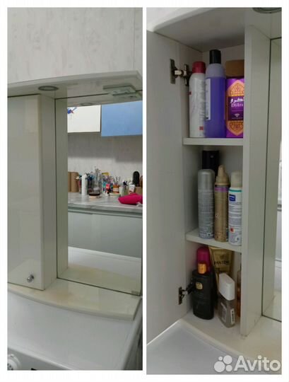 Зеркало в ванную с подсветкой и полками