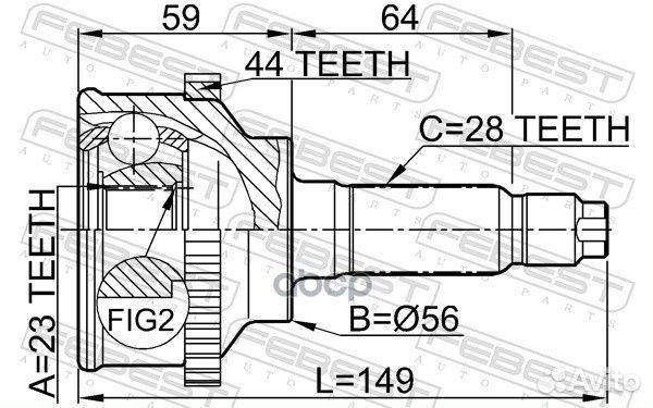 ШРУС наружный 23x56x28 (mazda 6 GG 2002-2007)