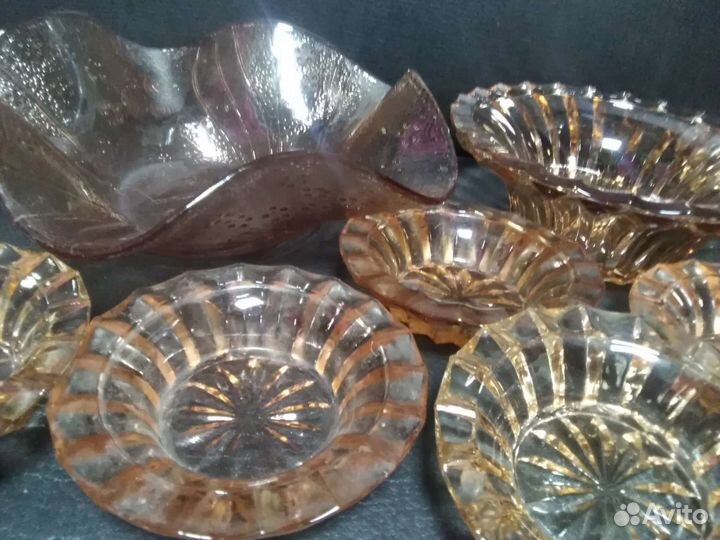 Ваза с розетками Карамельное стекло. СССР. Новые