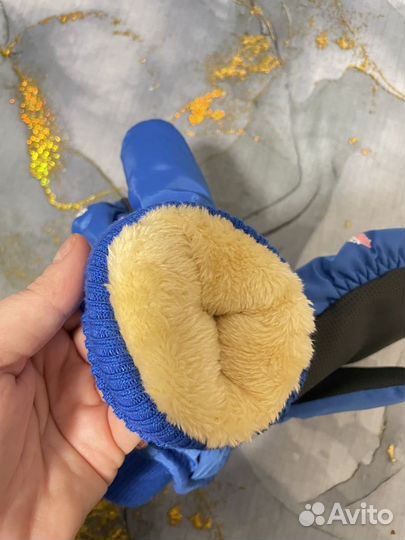 Варежки детские синие