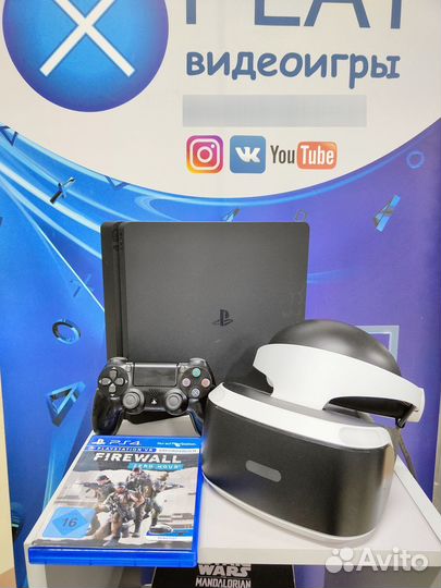 Playstation 4 slim 1TB + PS VR V1 + игра