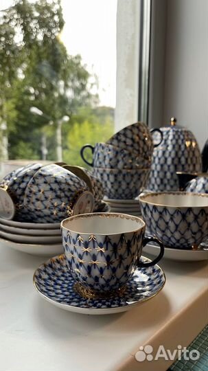 Сервиз чайный Тюльпан Кобальтовая сетка
