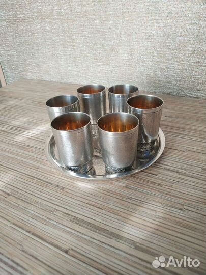 Поднос с рюмками мельхиор СССР