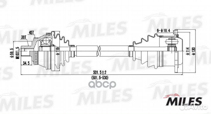 Привод в сборе audi A4 2.8 95-01 прав. (ABS) gc