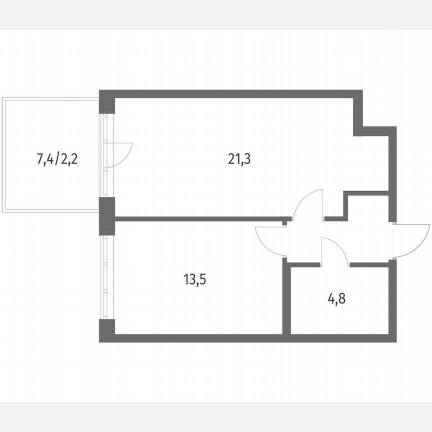 1-к. квартира, 45,6 м², 1/9 эт.