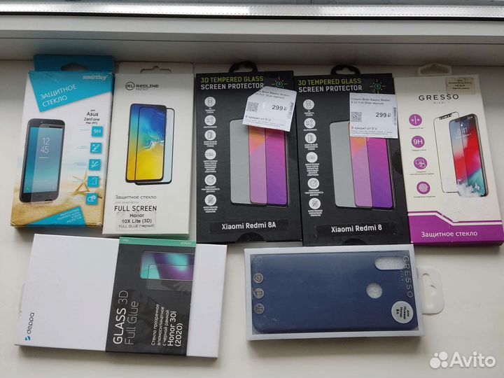 Защитное стекло, чехол Xiaomi, honor, asus, realme